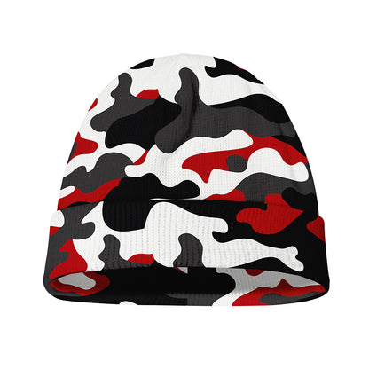 Red Snow Camouflage Print Beanie