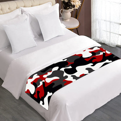 Red Snow Camouflage Print Bed Runner