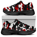 Red Snow Camouflage Print Black Chunky Shoes