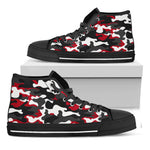 Red Snow Camouflage Print Black High Top Sneakers
