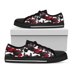 Red Snow Camouflage Print Black Low Top Sneakers
