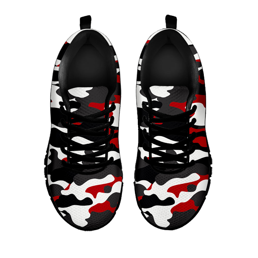 Red Snow Camouflage Print Black Running Shoes