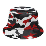 Red Snow Camouflage Print Bucket Hat