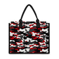 Red Snow Camouflage Print Canvas Tote Bag