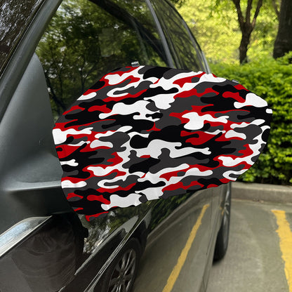 Red Snow Camouflage Print Car Side Mirror Covers