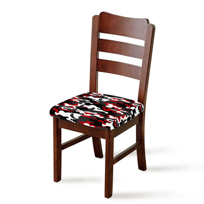 Red Snow Camouflage Print Chair Cushion Cover