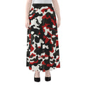 Red Snow Camouflage Print Chiffon Maxi Skirt