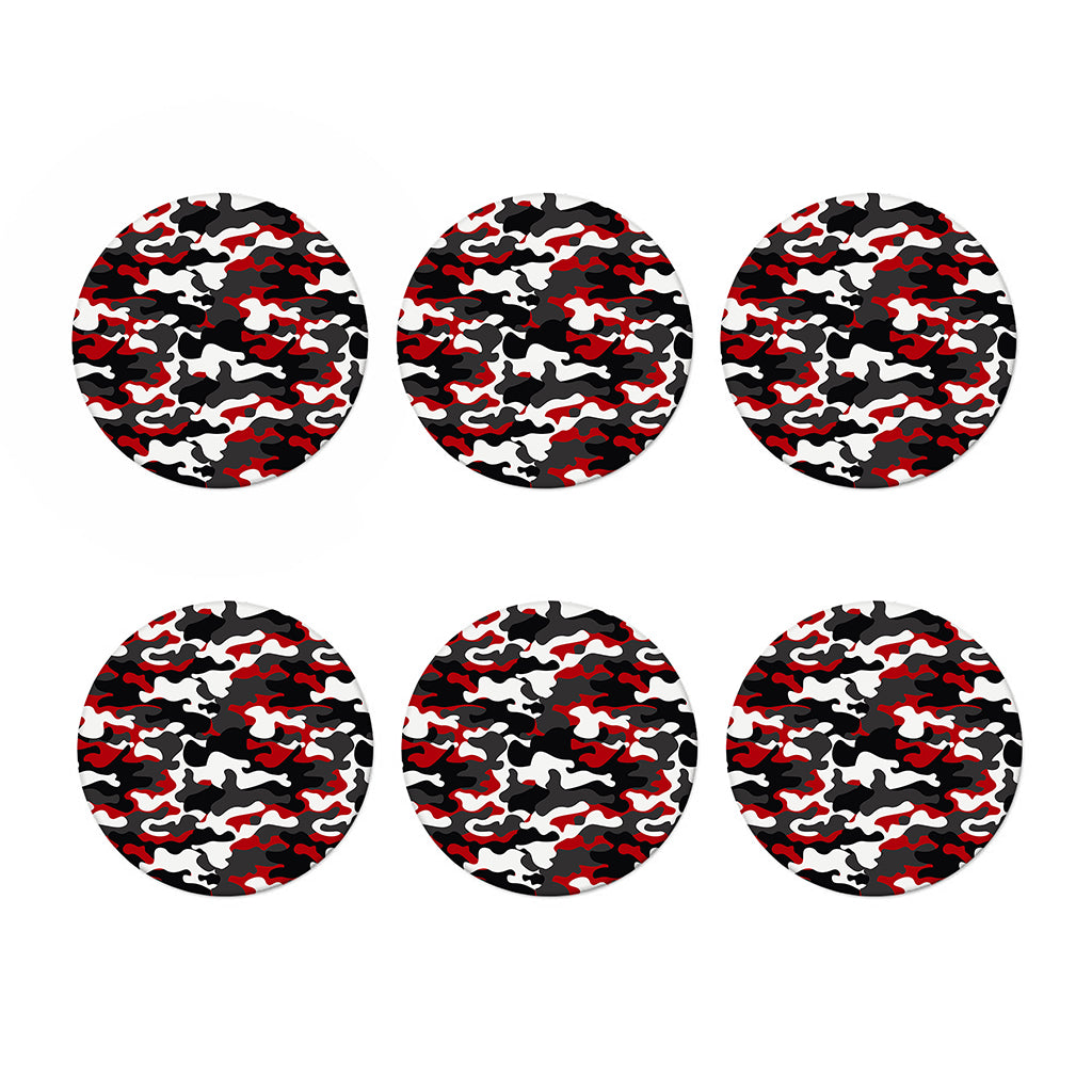 Red Snow Camouflage Print Coaster Set