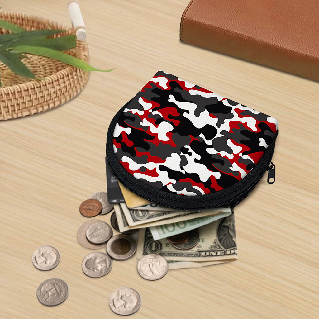 Red Snow Camouflage Print Coin Purse