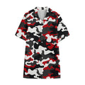 Red Snow Camouflage Print Cotton Hawaiian Shirt