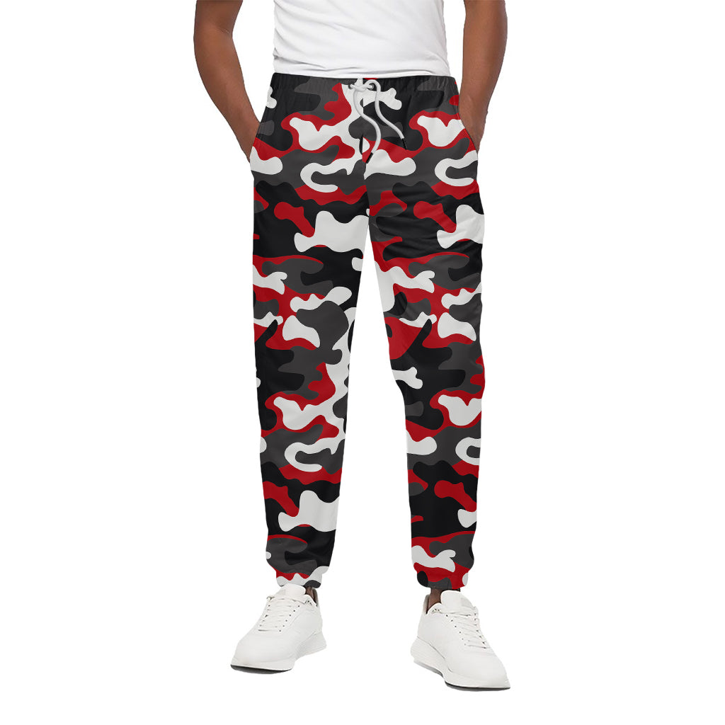 Red Snow Camouflage Print Cotton Pants
