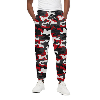 Red Snow Camouflage Print Cotton Pants