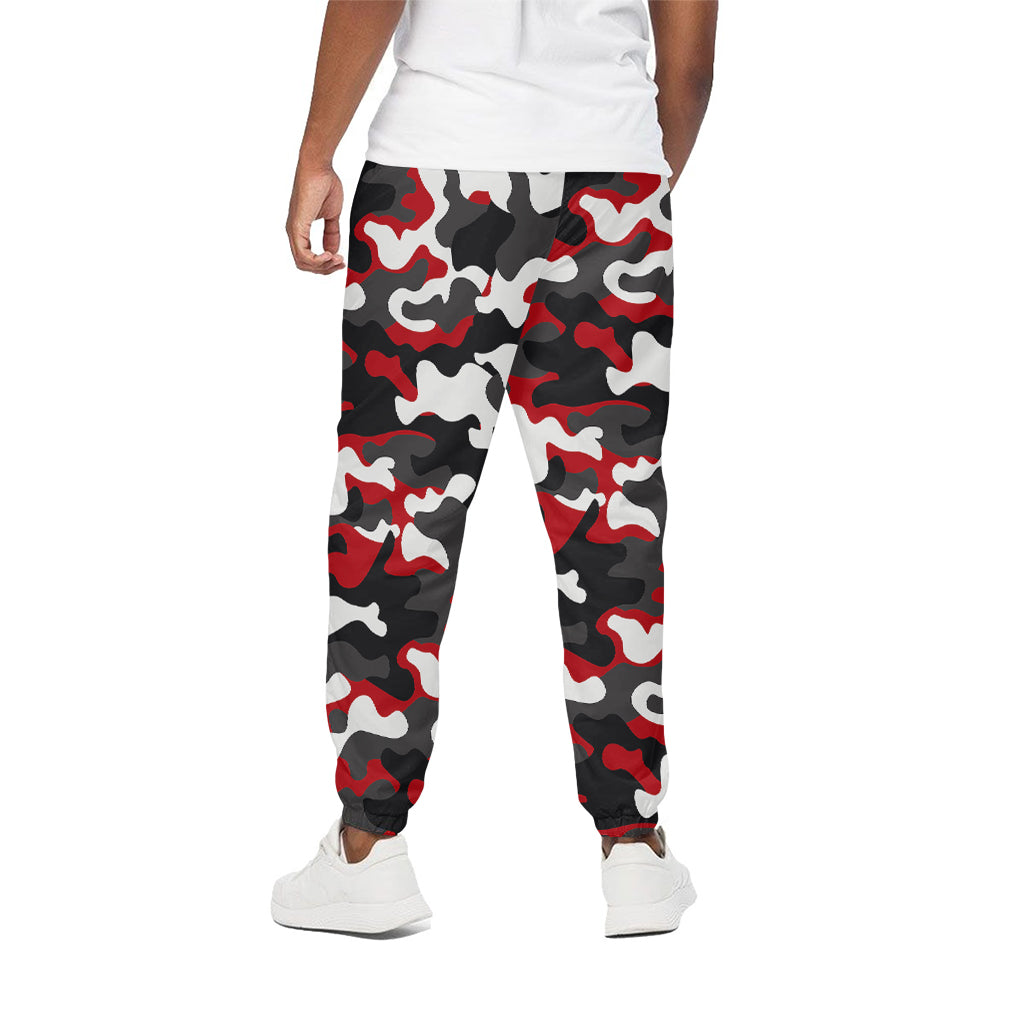 Red Snow Camouflage Print Cotton Pants