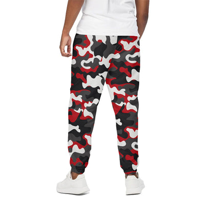 Red Snow Camouflage Print Cotton Pants