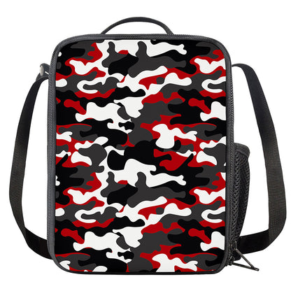 Red Snow Camouflage Print Crossbody Lunch Bag