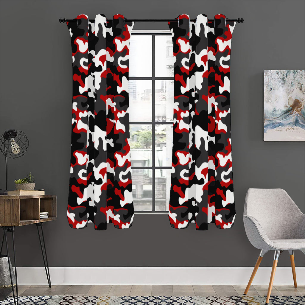 Red Snow Camouflage Print Curtain