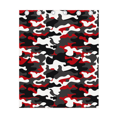Red Snow Camouflage Print Curtain