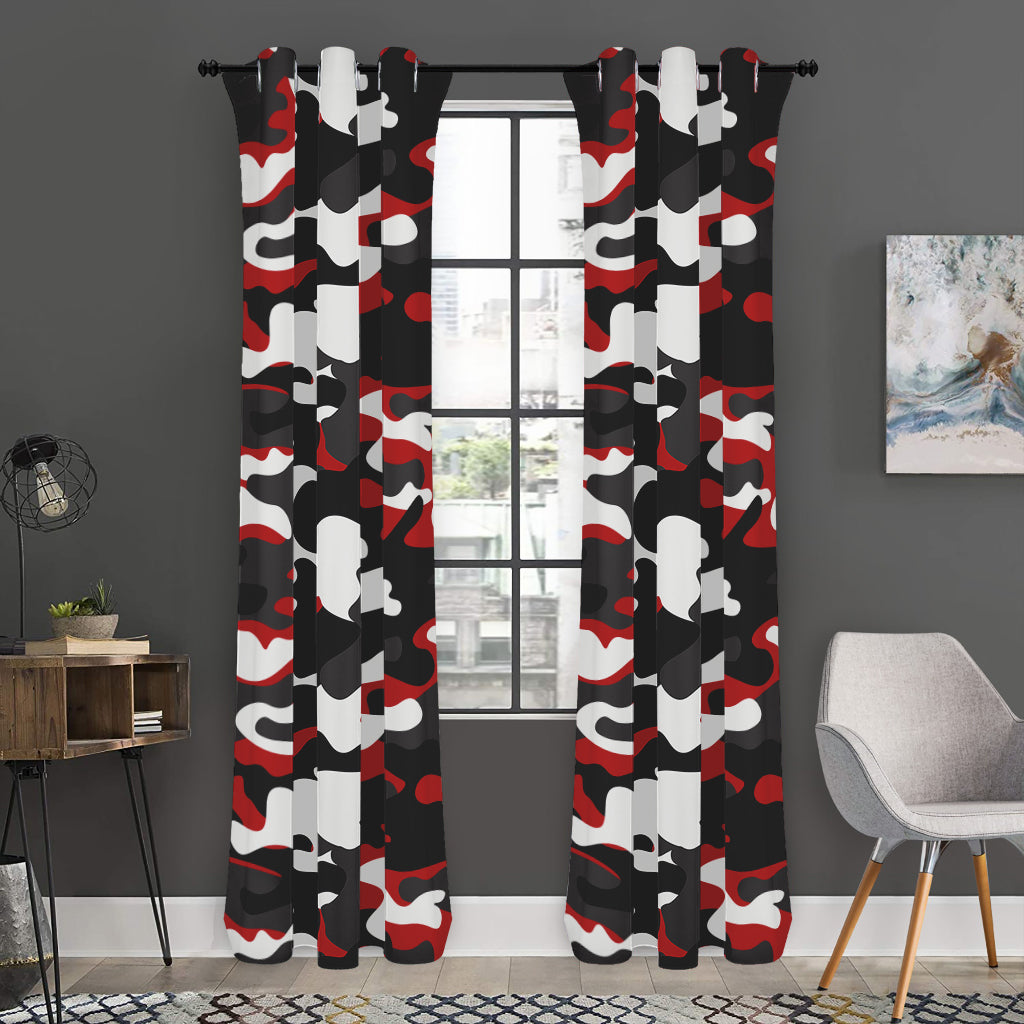 Red Snow Camouflage Print Curtain