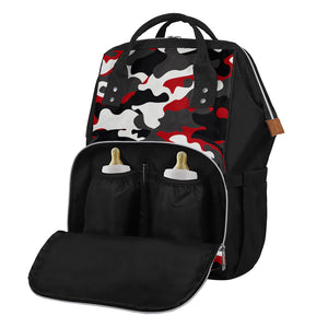 Red Snow Camouflage Print Diaper Bag