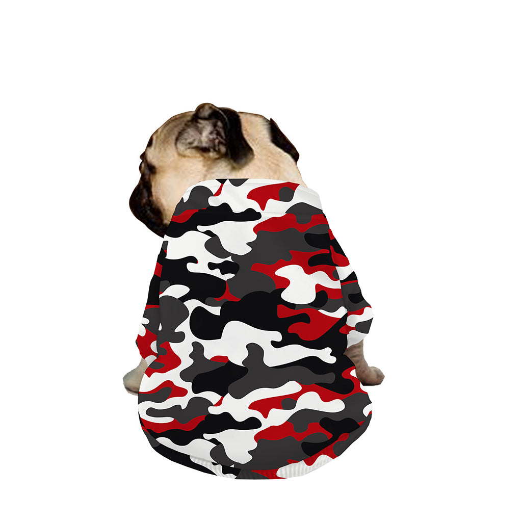 Red Snow Camouflage Print Dog Zip Up Jacket
