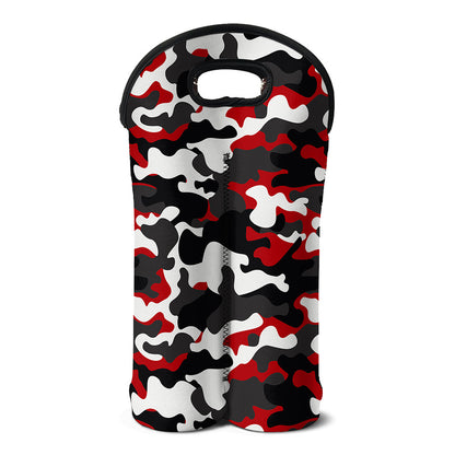 Red Snow Camouflage Print Double Neoprene Wine Tote