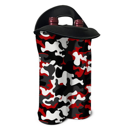 Red Snow Camouflage Print Double Neoprene Wine Tote