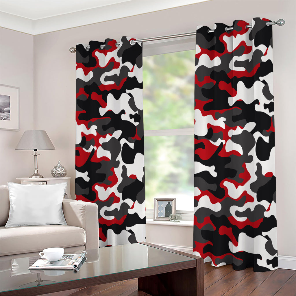Red Snow Camouflage Print Extra Wide Grommet Curtains