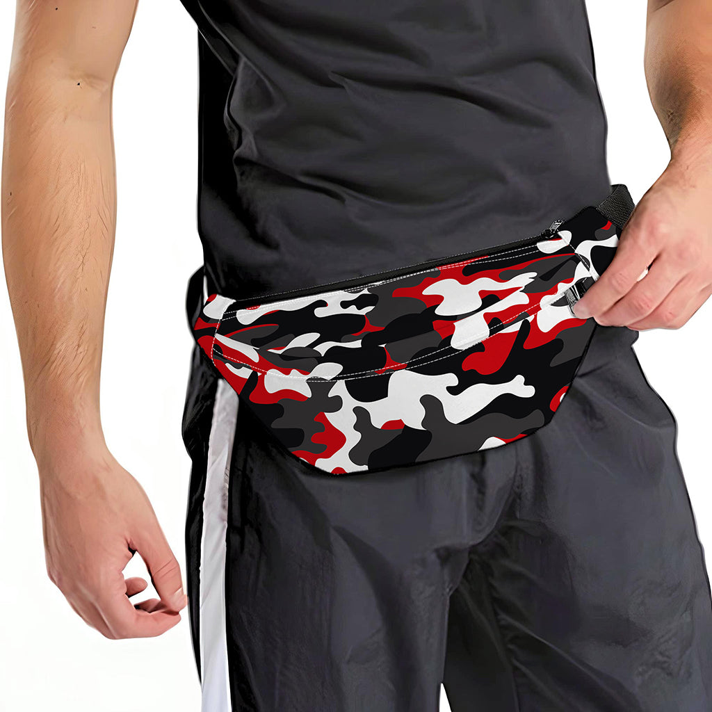 Red Snow Camouflage Print Fanny Pack