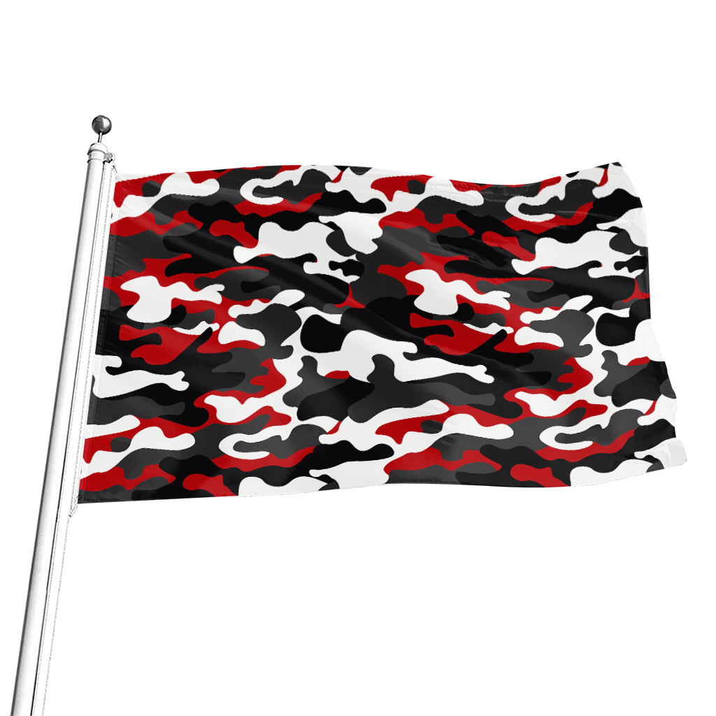 Red Snow Camouflage Print Flag