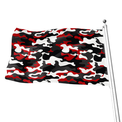Red Snow Camouflage Print Flag