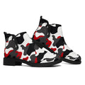 Red Snow Camouflage Print Flat Ankle Boots