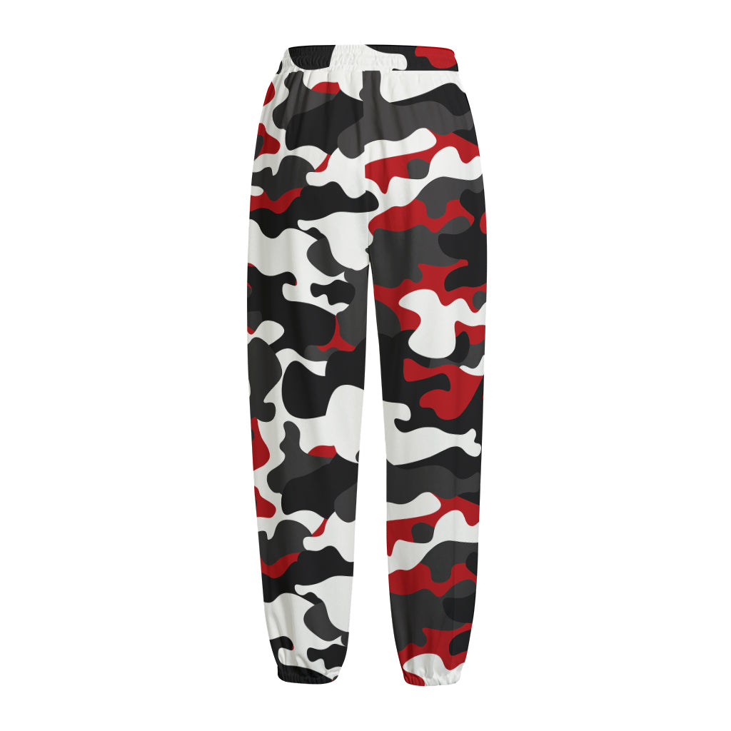 Red Snow Camouflage Print Fleece Lined Knit Pants