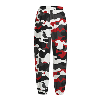 Red Snow Camouflage Print Fleece Lined Knit Pants