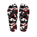 Red Snow Camouflage Print Flip Flops
