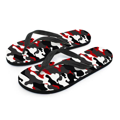 Red Snow Camouflage Print Flip Flops