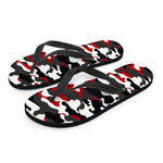 Red Snow Camouflage Print Flip Flops