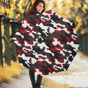 Red Snow Camouflage Print Foldable Umbrella