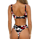 Red Snow Camouflage Print Front Bow Tie Bikini
