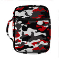 Red Snow Camouflage Print Front Pocket Bible Bag