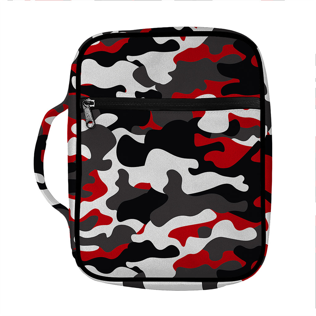 Red Snow Camouflage Print Front Pocket Bible Bag