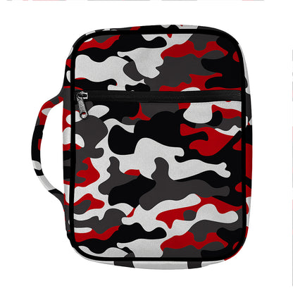 Red Snow Camouflage Print Front Pocket Bible Bag
