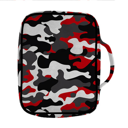 Red Snow Camouflage Print Front Pocket Bible Bag