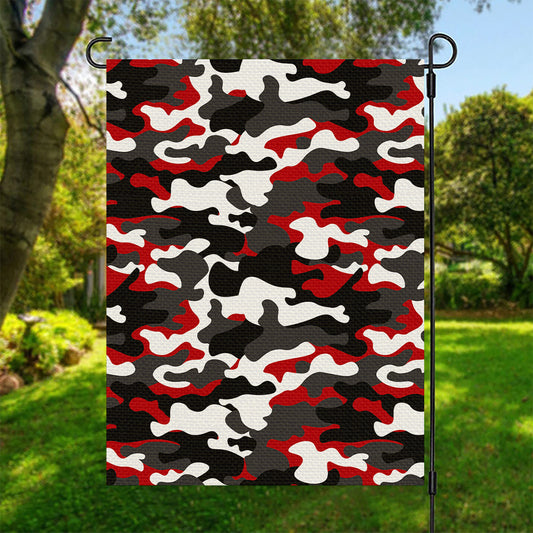 Red Snow Camouflage Print Garden Flag