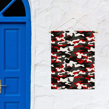Red Snow Camouflage Print Garden Flag