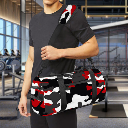 Red Snow Camouflage Print Gym Bag