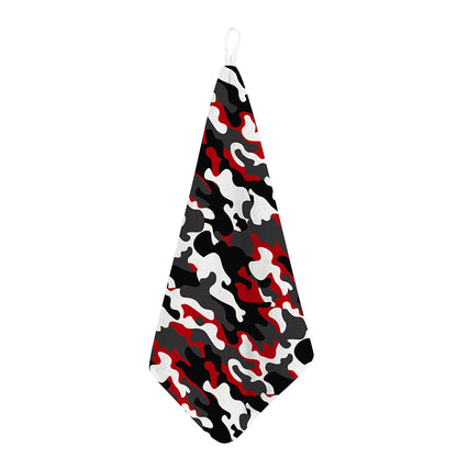 Red Snow Camouflage Print Hand Towel
