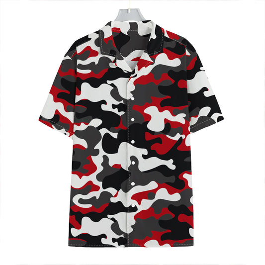 Red Snow Camouflage Print Hawaiian Shirt