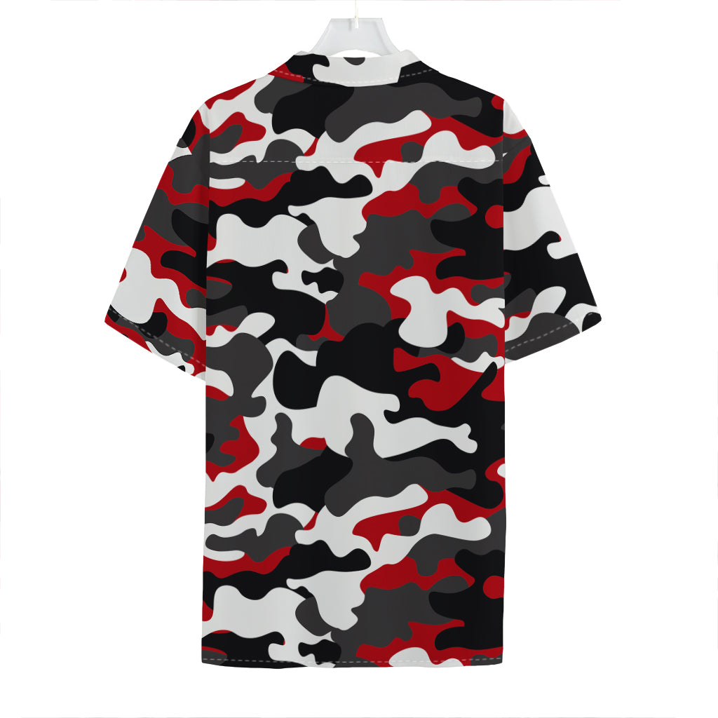 Red Snow Camouflage Print Hawaiian Shirt