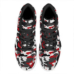 Red Snow Camouflage Print High Top Leather Sneakers