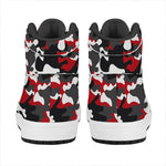Red Snow Camouflage Print High Top Leather Sneakers